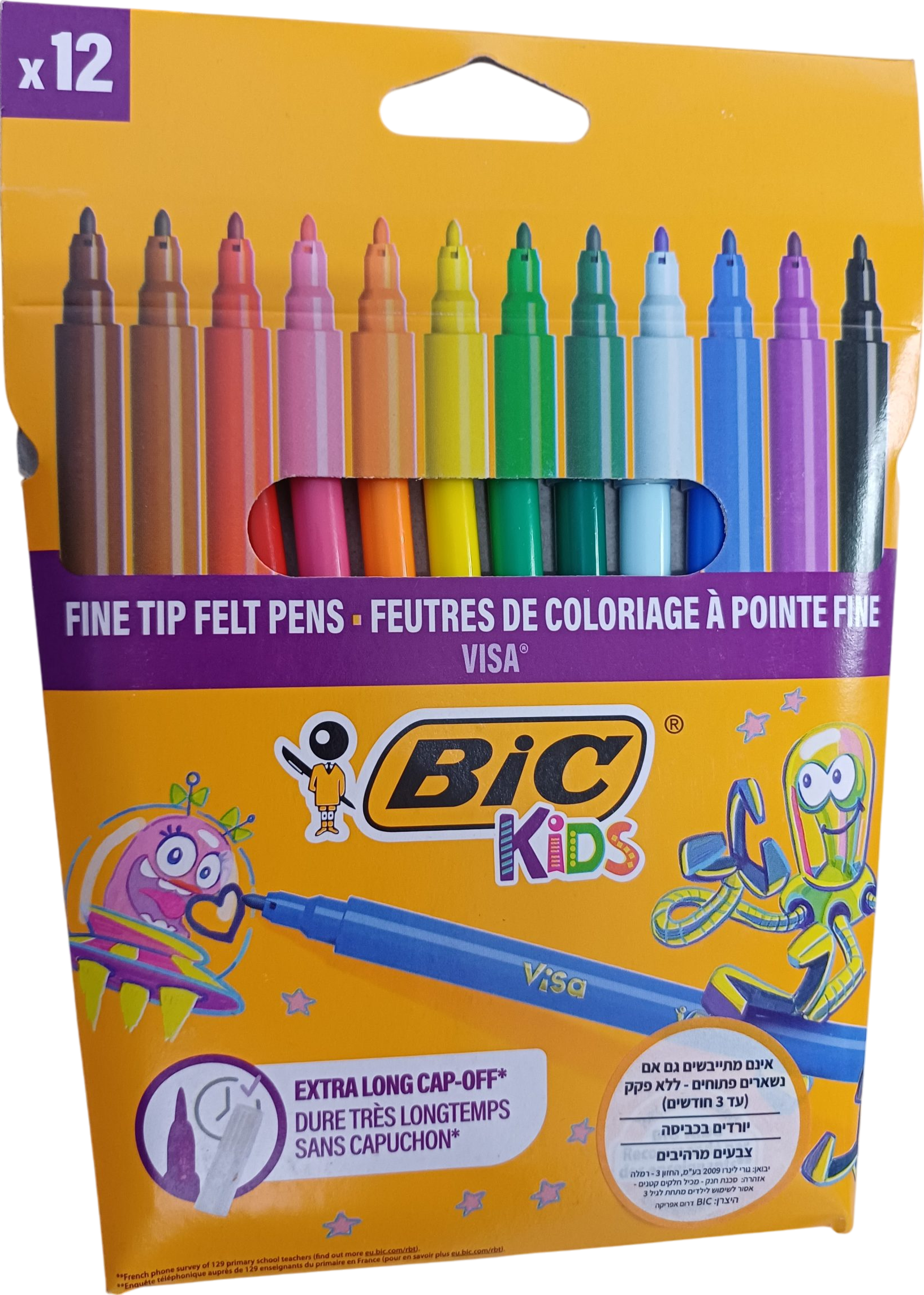 מארז 12 טושים צבעוניים דקים